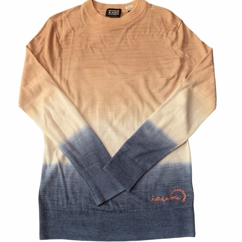 Scotch & Soda Men's Ombre Wool Blend Crew Neck Pullover Sweater Sz S Lightweight